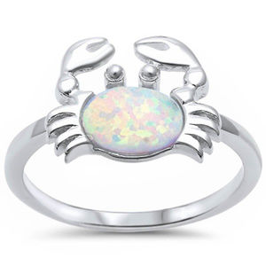 Crab Ring Irregular Shape Lab White Opal